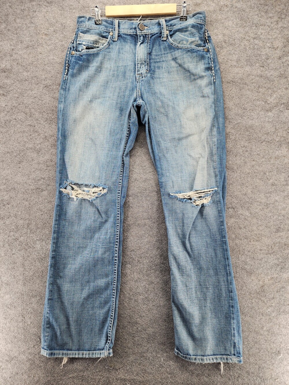Buckle BKE Jeans Mens 32R Tyler Straight Distressed Blue Denim